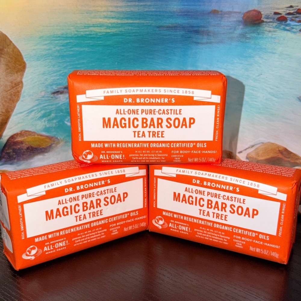 Dr Bronners Tea Tree All One Pure Castile Magic Bar Soap 5oz 3 Pack